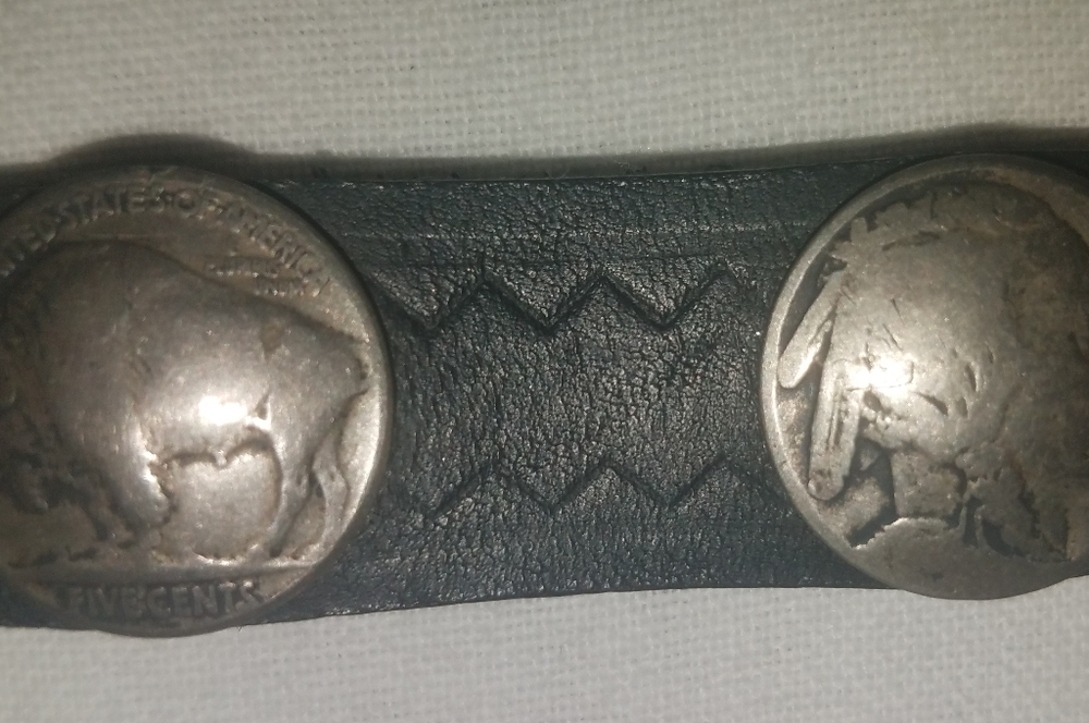 Leather Buffalo Nickel and Indian Head Brace